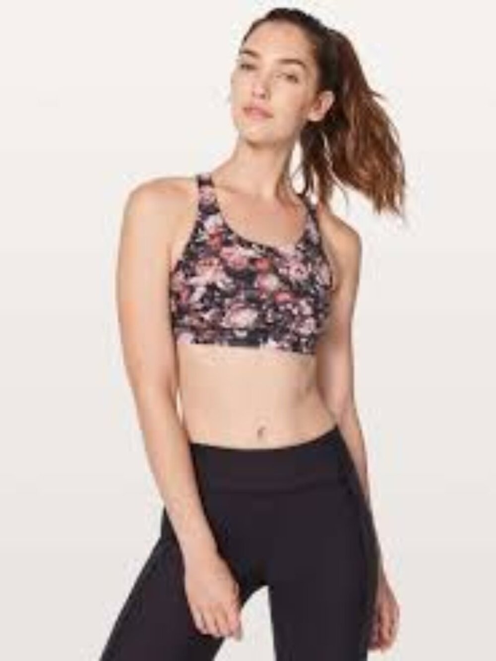 Lululemon Athletica Floral Sports Bra Pink and Black Size 6
